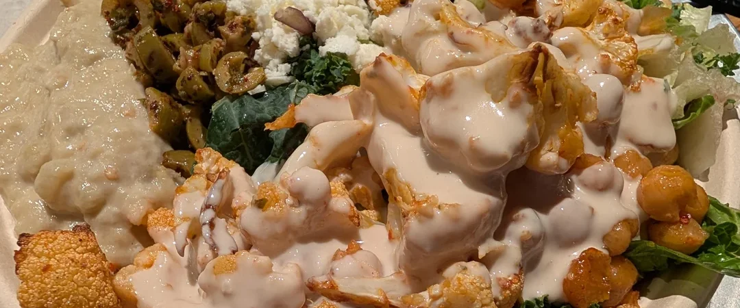 Amazing Mediterranean Bowl with Roasted Cauliflower, Chickpeas & Tahini Sauce